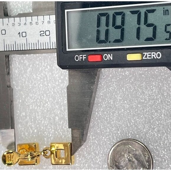 Vtg Monet Gold-Tone Geometric Square Drop Dangle Earrings Open Square Design - Picture 9 of 10